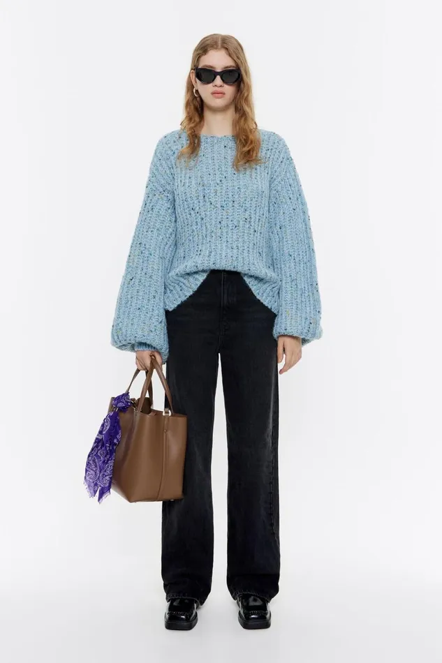 Pull Oversize Bleu Clair Light Blue Women Bimba Y Lola Knitwear Pull Oversize Bleu Clair Light Blue Women Bimba Y Lola Knitwear