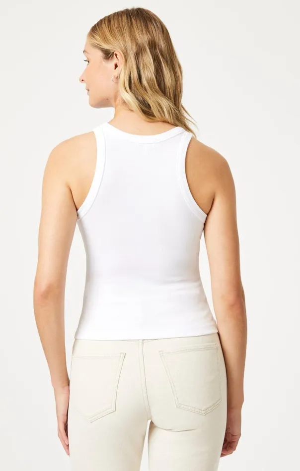 Racer Back Tank Top In White Women Mavi Jeans Tops and TShirts