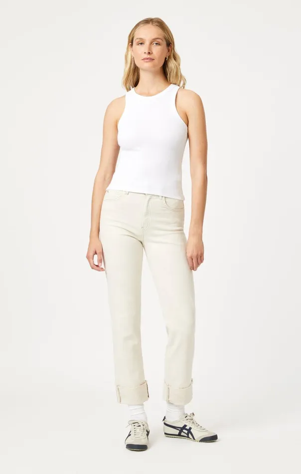 Racer Back Tank Top In White Women Mavi Jeans Tops and TShirts