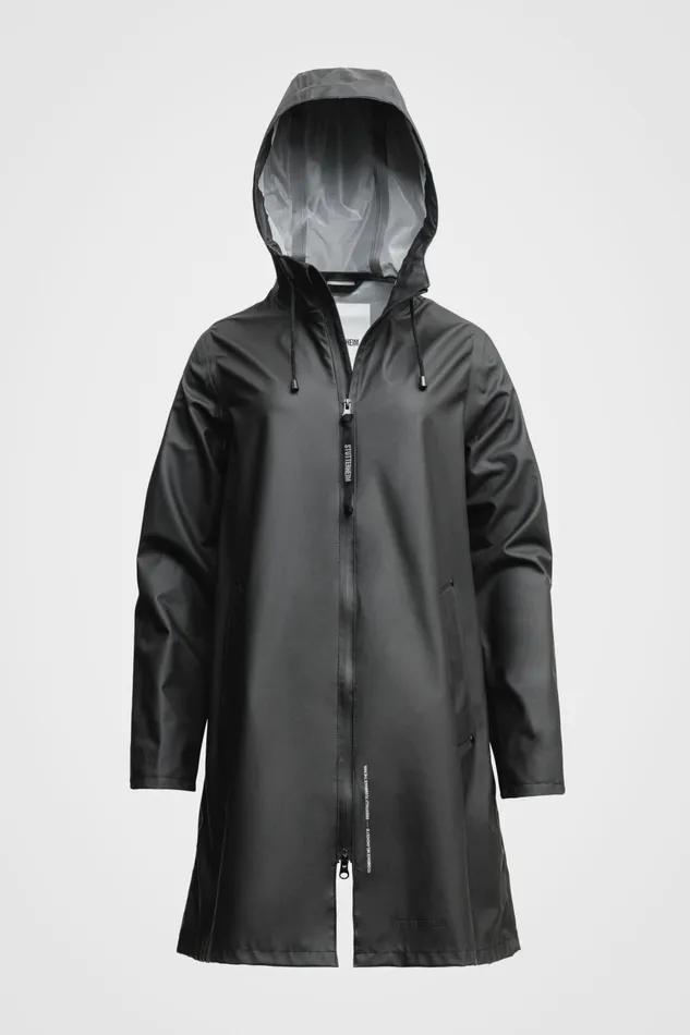 Raincoats Women Stutterheim Mosebacke Lightweight Zip Raincoat Black