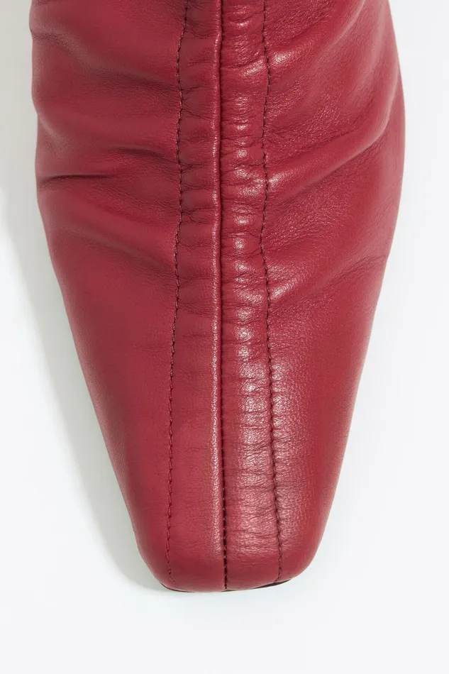 Red Leather Ruched Heeled Ankle Boot Red Women Bimba Y Lola Ankle Boots And Boots Red Leather Ruched Heeled Ankle Boot Red Women Bimba Y Lola Ankle Boots And Boots