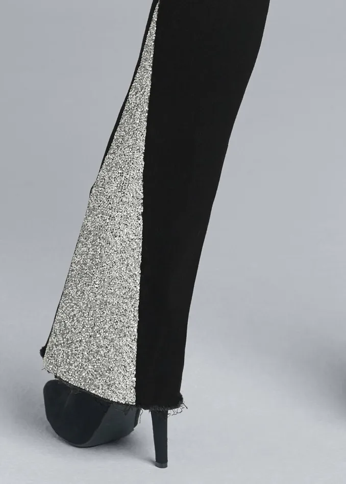Rhinestone Bootcut Jeans Black Denim Women VENUS Novelty Jeans