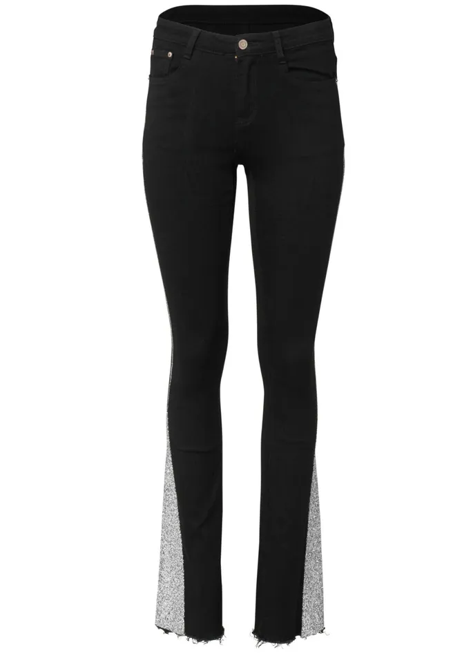 Rhinestone Bootcut Jeans Black Denim Women VENUS Novelty Jeans