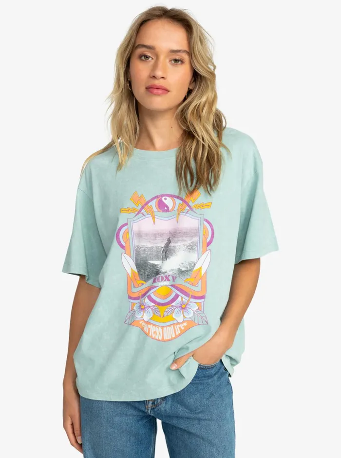 Roxy Tops Girl Need Love A Oversized TShirt Blue Surf 8211 Women