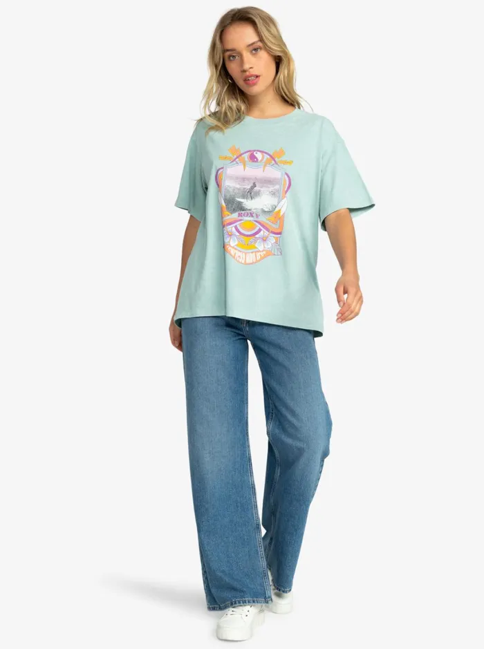 Roxy Tops Girl Need Love A Oversized TShirt Blue Surf 8211 Women