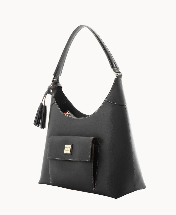 Saffiano Hobo Black Woman Dooney and Bourke Shoulder Bags Saffiano Hobo Black Woman Dooney and Bourke Shoulder Bags