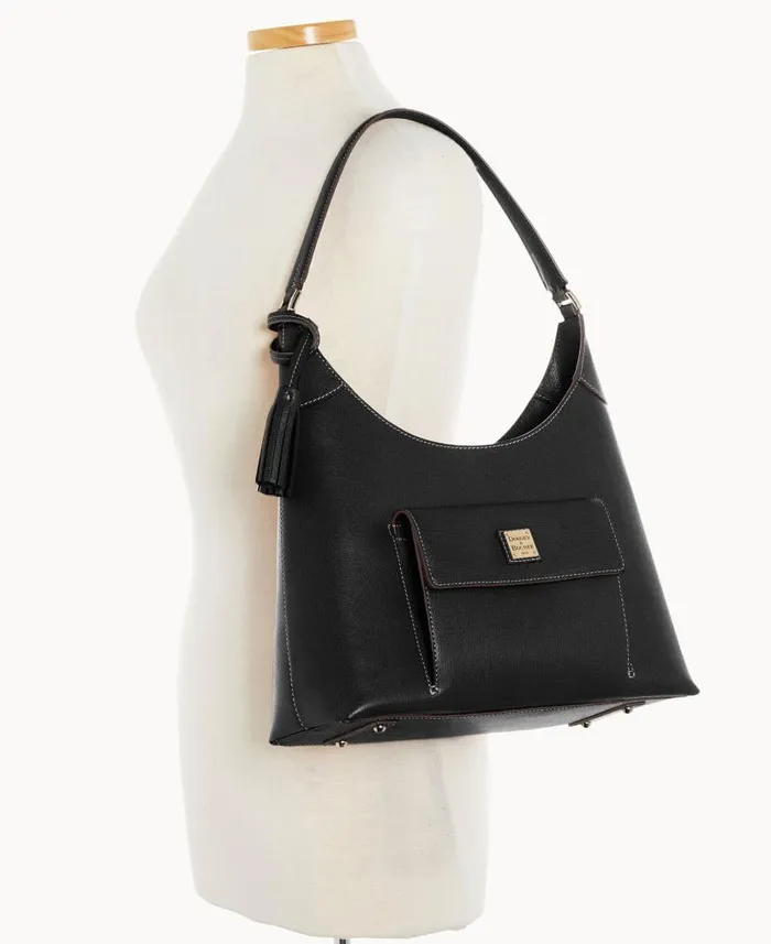 Saffiano Hobo Black Woman Dooney and Bourke Shoulder Bags Saffiano Hobo Black Woman Dooney and Bourke Shoulder Bags