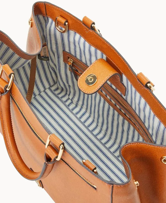 Saffiano Zip Satchel Natural Woman Dooney and Bourke Satchels