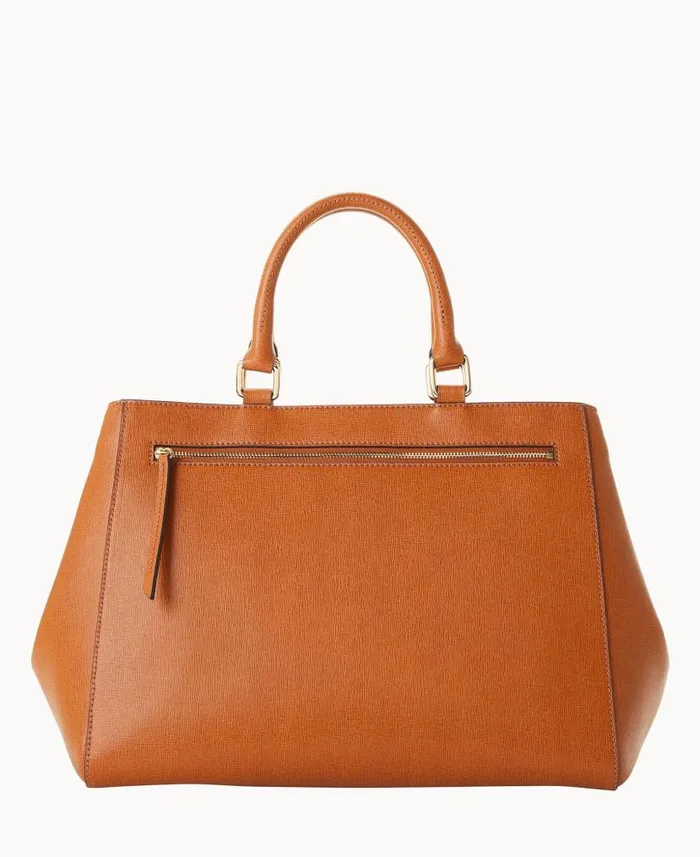 Saffiano Zip Satchel Natural Woman Dooney and Bourke Satchels