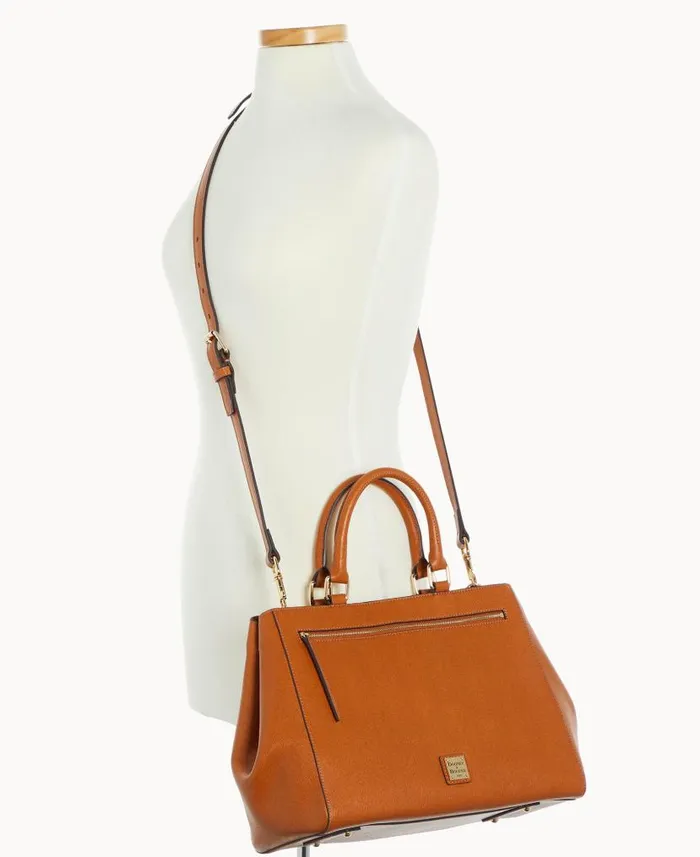 Saffiano Zip Satchel Natural Woman Dooney and Bourke Satchels