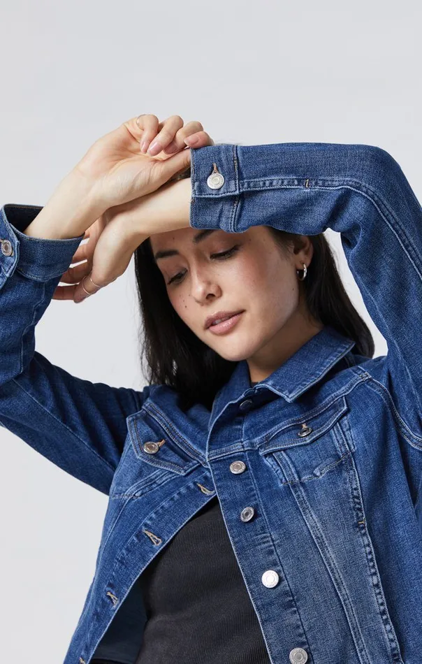 Samantha Jacket In Mid Brushed Feather Blue Women Mavi Jeans Jackets