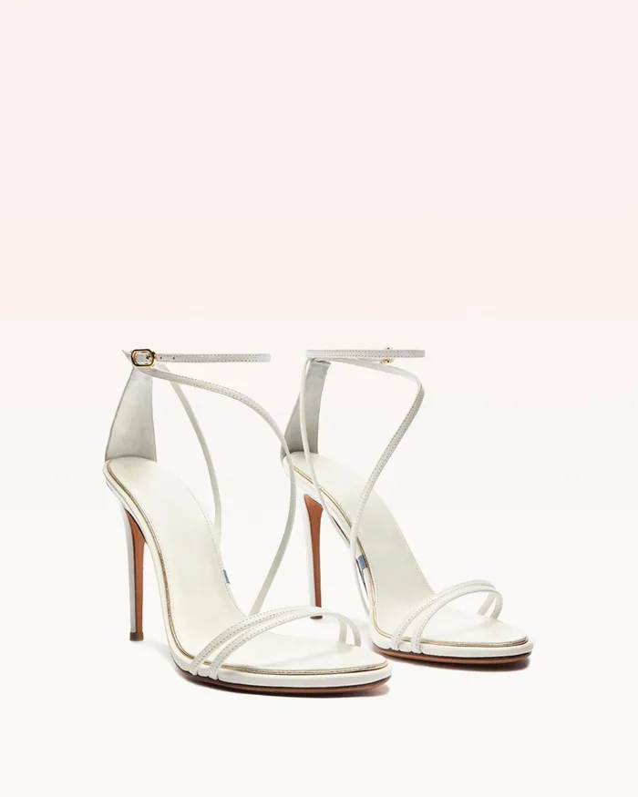 Sandals Women Alexandre Birman Kendal Bridal 100 White and Golden White andamp Golden
