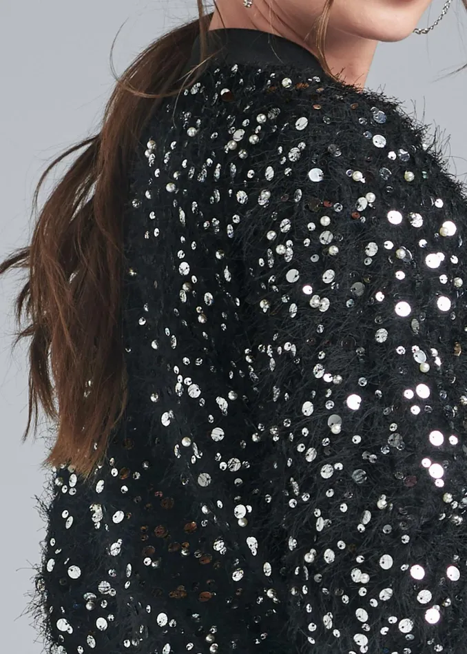 SEQUIN BOMBER JACKET Black Women VENUS Jackets
