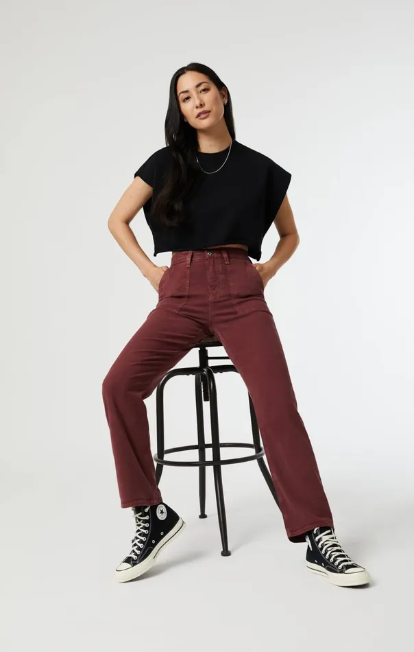Shelia Front Pocket Straight In Port Luxe Twill Women Mavi Jeans Pants Shelia Front Pocket Straight In Port Luxe Twill Women Mavi Jeans Pants