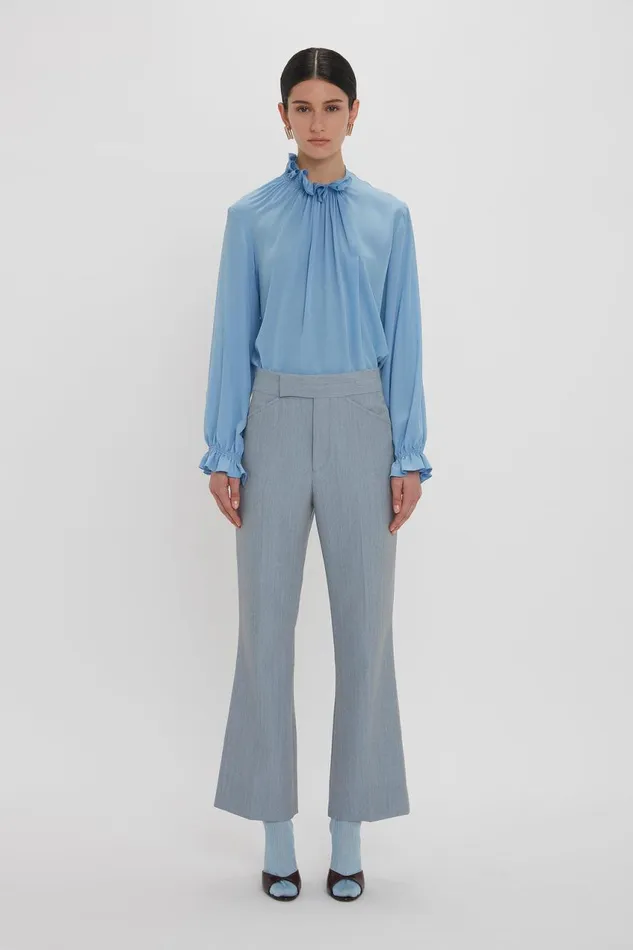 Shirts and Tops Women Victoria Beckham Exclusive Ruffle Neck Blouse In Cornflower Blue