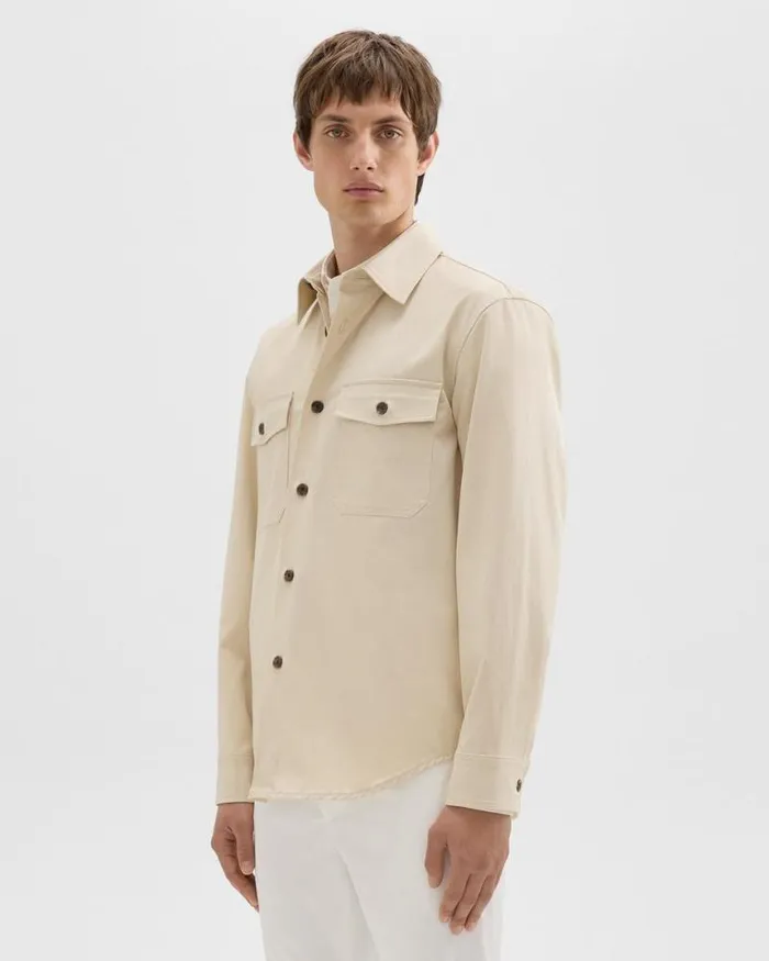 Shirts Men Theory Garvin Shirt Jacket In Organic Cotton New Sand Shirts Men Theory Garvin Shirt Jacket In Organic Cotton New Sand