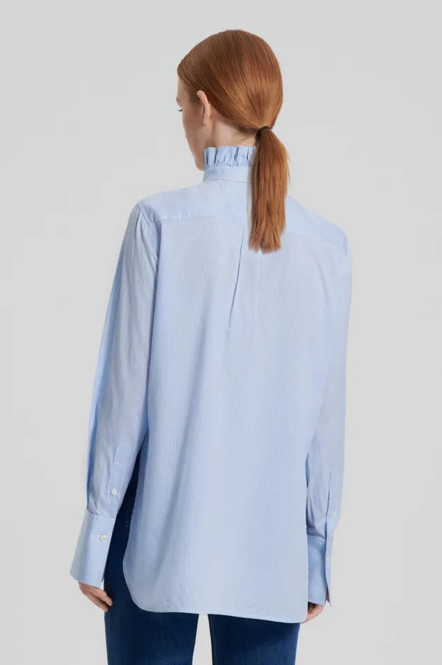 Shirts Women Scanlan Theodore STRIPE RUFFLE SHIRT Blue Shirts Women Scanlan Theodore STRIPE RUFFLE SHIRT Blue