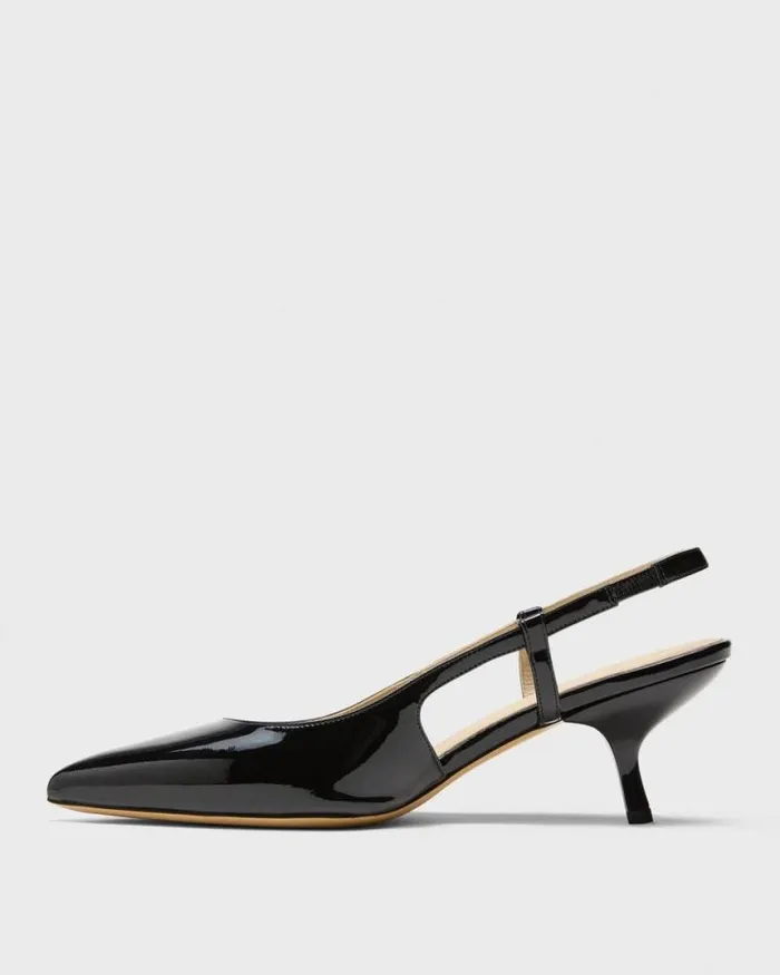 Shoes Women Theory Micro Slingback Pump In Patent Leather Black