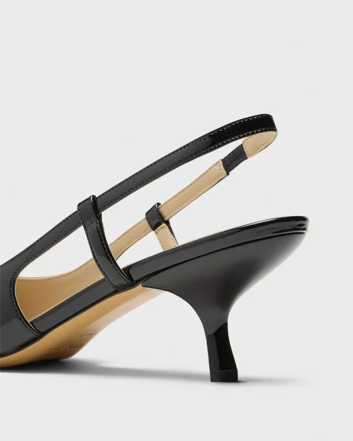Shoes Women Theory Micro Slingback Pump In Patent Leather Black