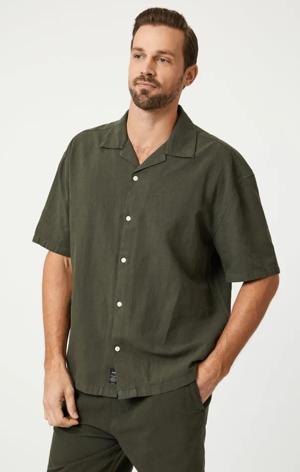 Short Sleeve ButtonUp Shirt In Asphalt Men Mavi Jeans TShirts Short Sleeve ButtonUp Shirt In Asphalt Men Mavi Jeans TShirts