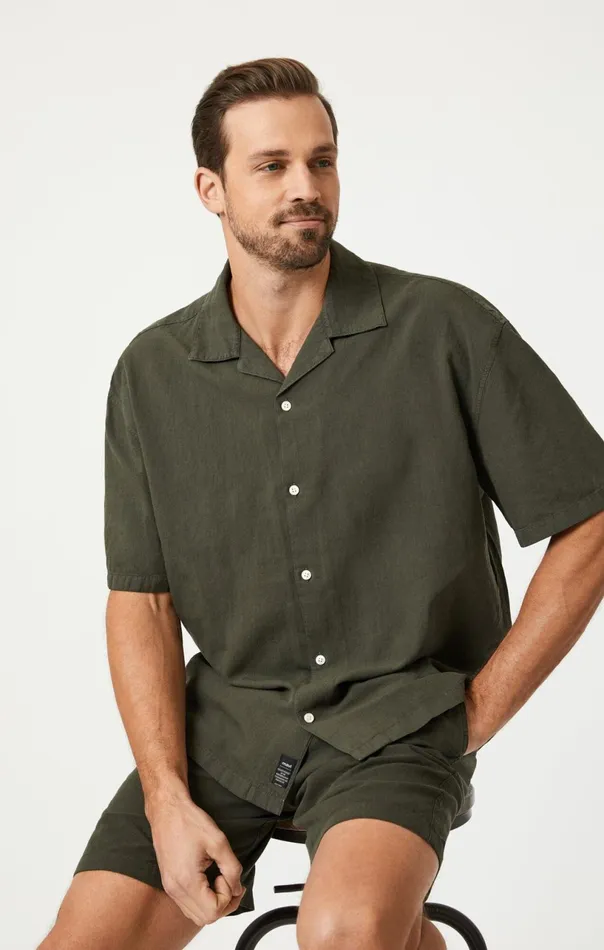 Short Sleeve ButtonUp Shirt In Asphalt Men Mavi Jeans TShirts Short Sleeve ButtonUp Shirt In Asphalt Men Mavi Jeans TShirts