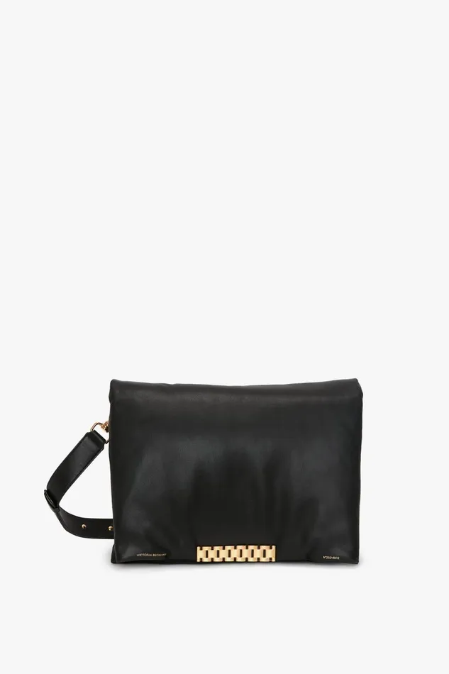 Shoulder Bags Women Victoria Beckham Puffy Jumbo Chain Pouch In Black Leather