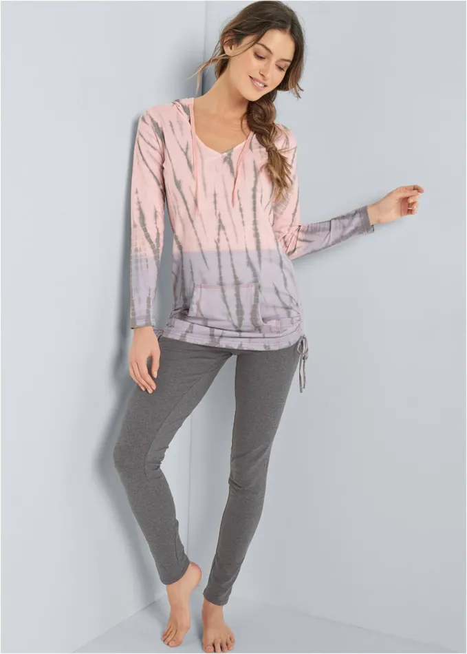 SIDE TIE TUNIC SWEATSHIRT Pink Multi Women VENUS Sweatshirts and Hoodies