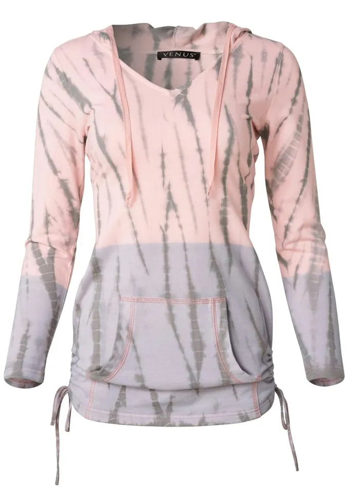 SIDE TIE TUNIC SWEATSHIRT Pink Multi Women VENUS Sweatshirts and Hoodies