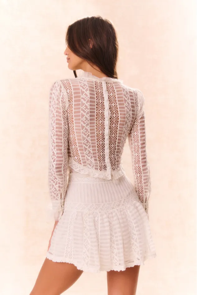 Skirts Women LoveShackFancy Rubyanne Crochet Lace Mini Skirt Cream