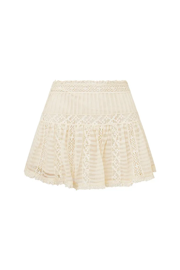 Skirts Women LoveShackFancy Rubyanne Crochet Lace Mini Skirt Cream