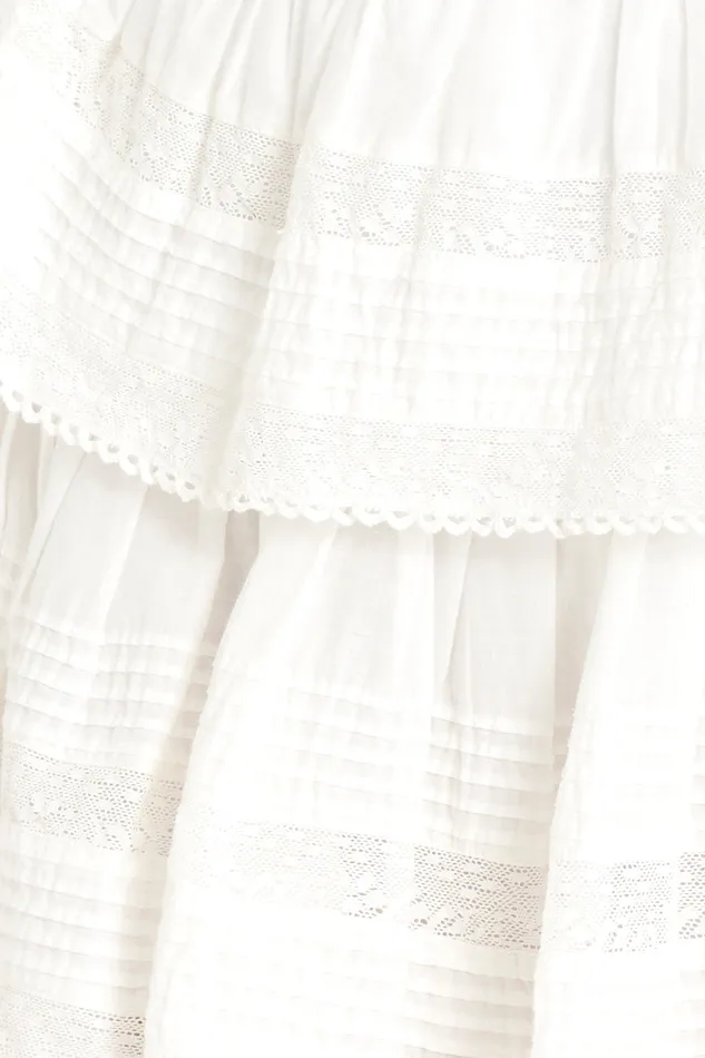 Skirts Women LoveShackFancy Ruffle Mini Heritage Skirt Antique White