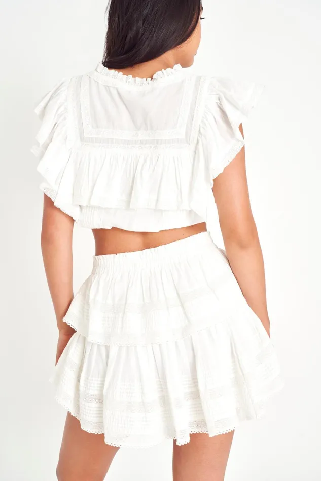 Skirts Women LoveShackFancy Ruffle Mini Heritage Skirt Antique White