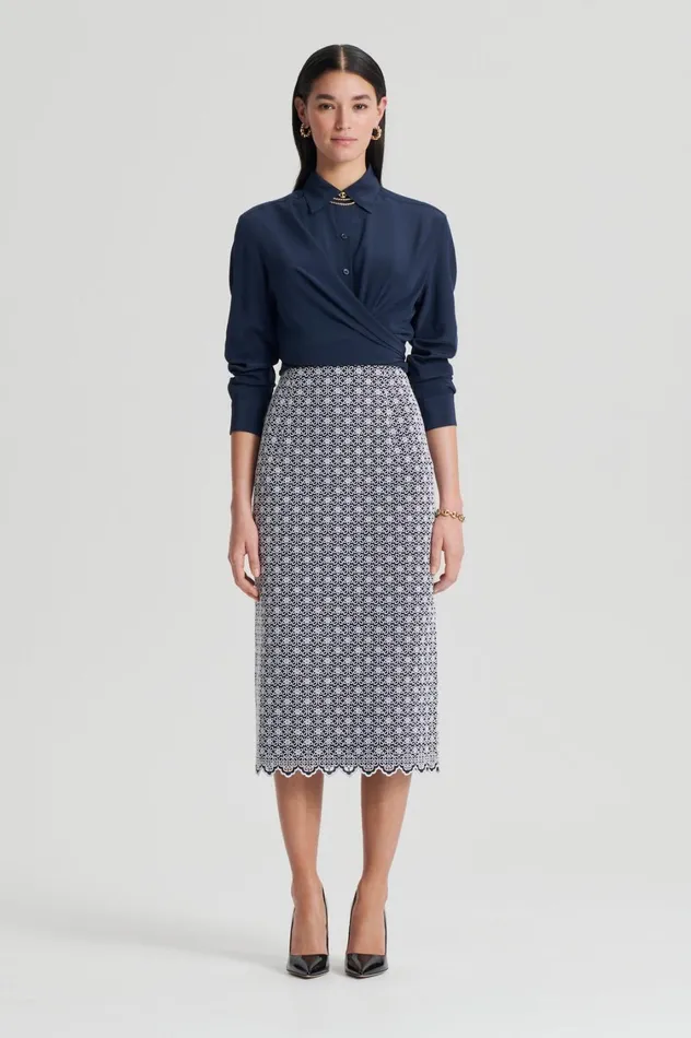 Skirts Women Scanlan Theodore EMBROIDERED FLORAL SKIRT Blackwhite