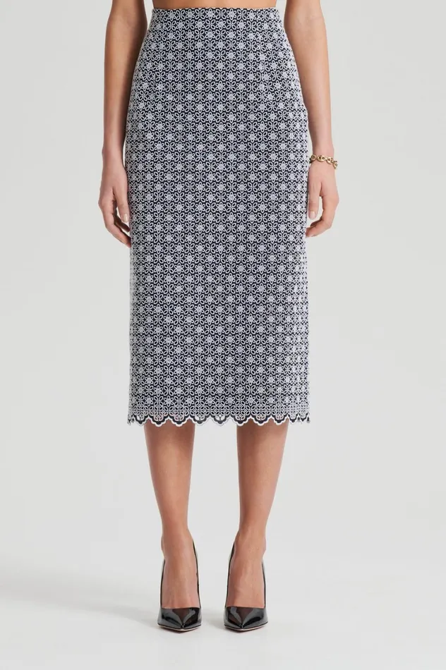 Skirts Women Scanlan Theodore EMBROIDERED FLORAL SKIRT Blackwhite