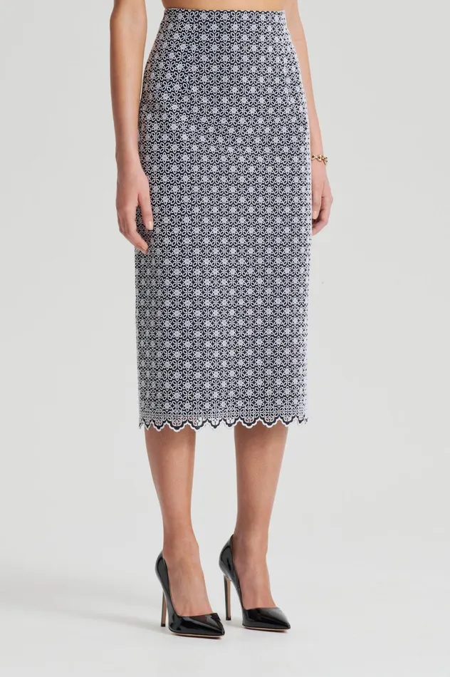 Skirts Women Scanlan Theodore EMBROIDERED FLORAL SKIRT Blackwhite