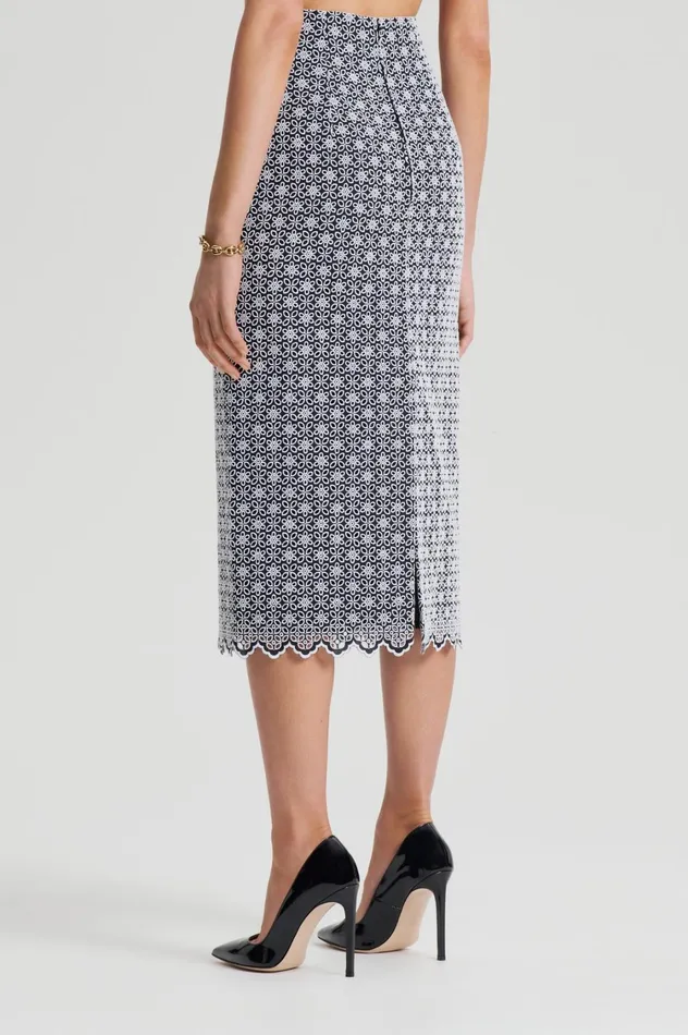 Skirts Women Scanlan Theodore EMBROIDERED FLORAL SKIRT Blackwhite