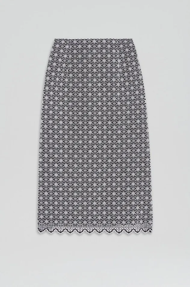Skirts Women Scanlan Theodore EMBROIDERED FLORAL SKIRT Blackwhite