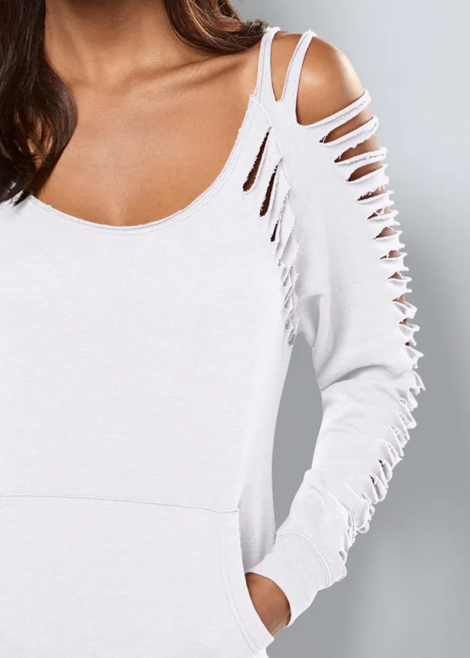 SLASH DETAIL SWEATSHIRT White Women VENUS Sweatshirts and Hoodies