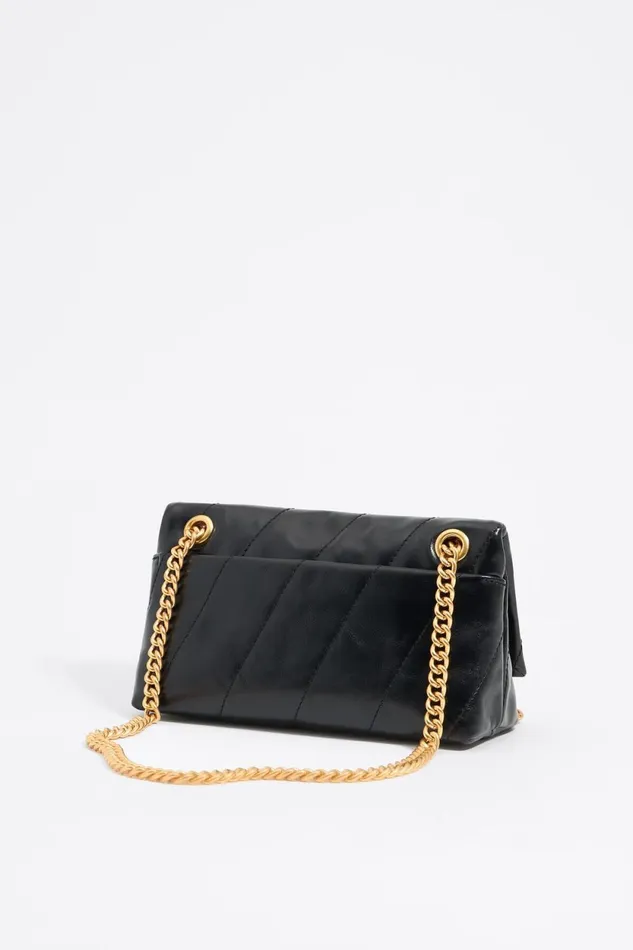 Small Black Leather Bag Flap Black Women Bimba Y Lola Crossbody Bags