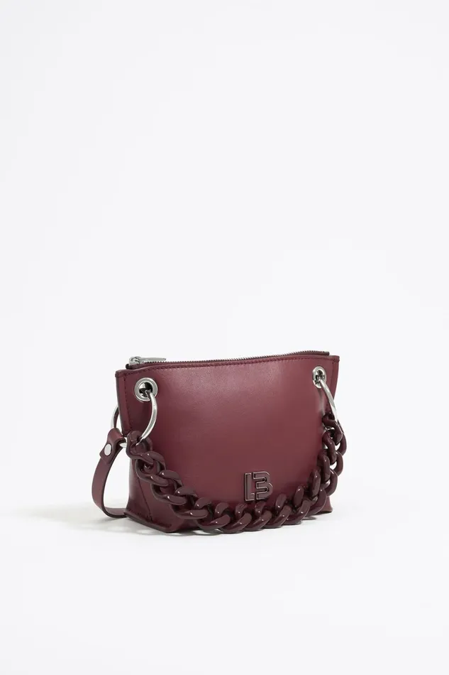 Small Burgundy Leather Trapezium Bag Burgundy Women Bimba Y Lola Crossbody Bags
