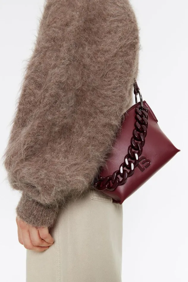 Small Burgundy Leather Trapezium Bag Burgundy Women Bimba Y Lola Crossbody Bags