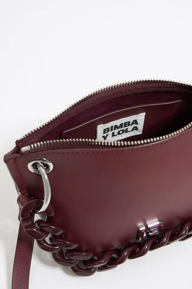 Small Burgundy Leather Trapezium Bag Burgundy Women Bimba Y Lola Crossbody Bags