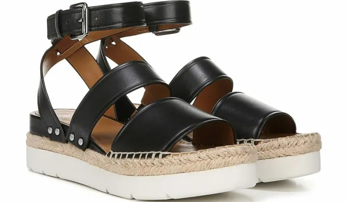 Sport Sandals Women Franco Sarto Sarto Calvin Wedge Sandal Black Leather