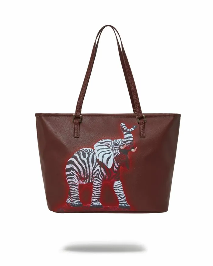 SPRAYGROUND ZEBRA ELEPHANT RON ENGLISH COLLAB TOTE Bags