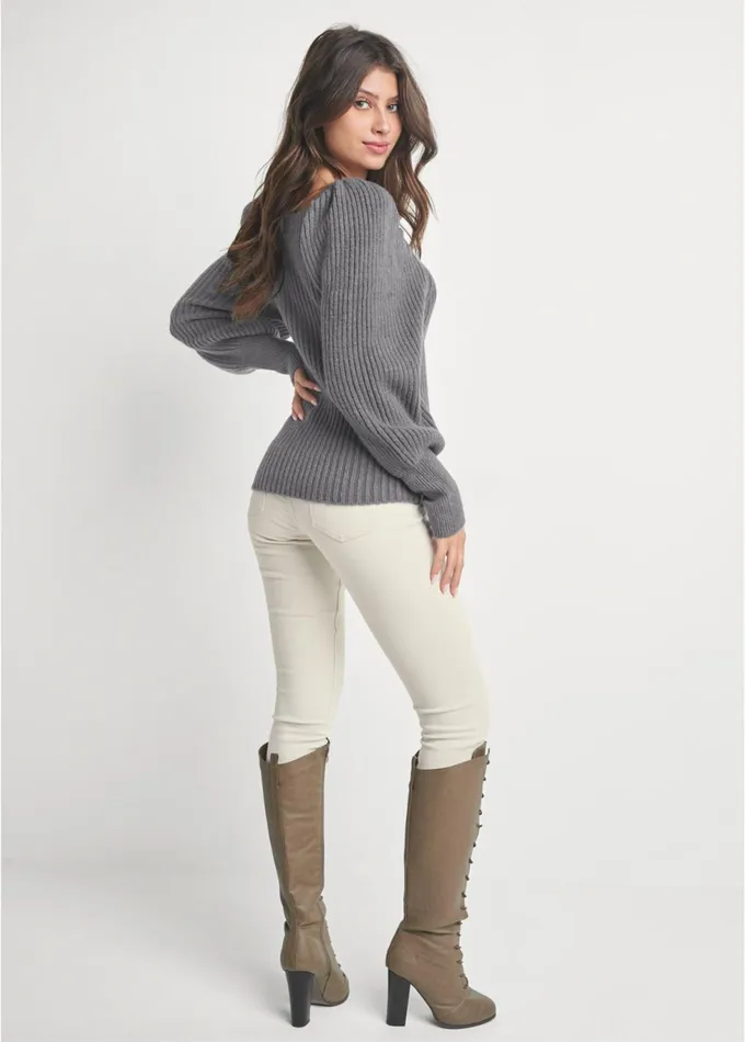 SQUARE NECK SWEATER Dark Grey Women VENUS Pullover