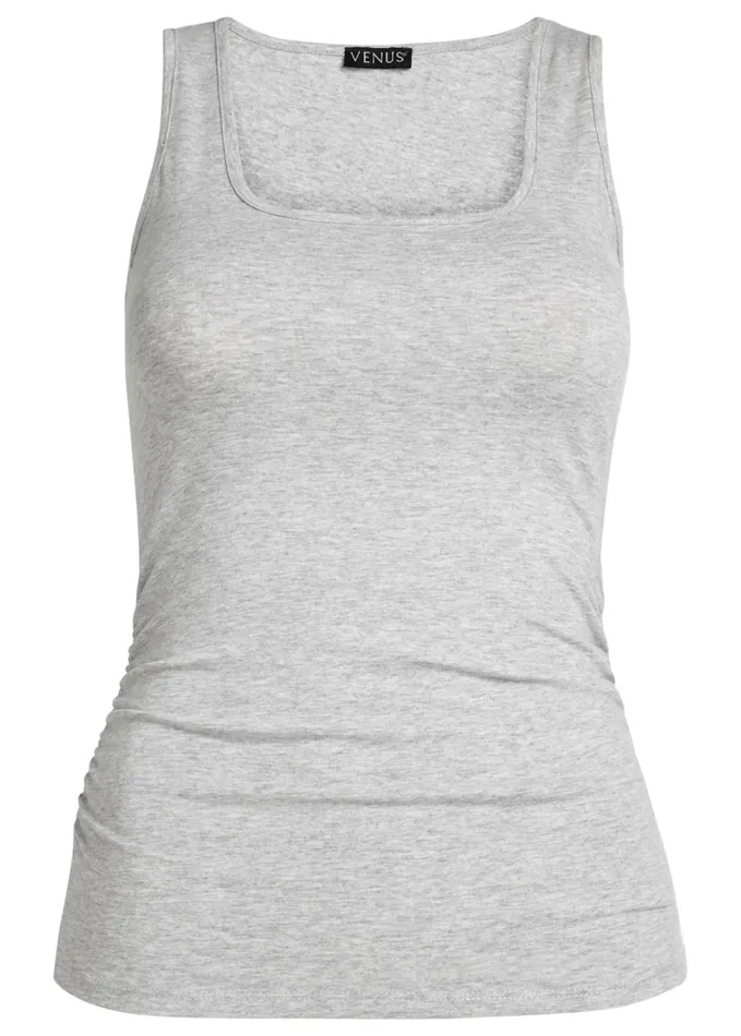 SQUARE NECK TANK TOP Lg Heather Grey Women VENUS Venus Basics Tops