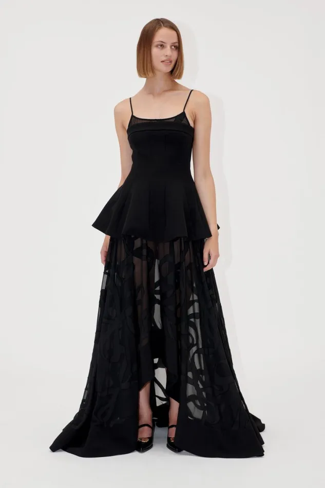 Stine Goya Dresses Tailored Bodice HighLow Dress 8211 Ribbons 8211 Women