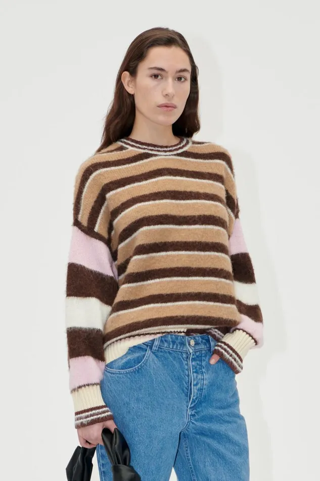 Stine Goya Knitwear Long Sleeve Crew Neckline Jumper 8211 Multi Stripes 8211 Women