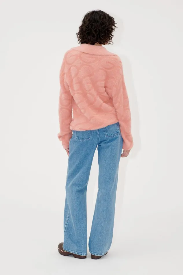 Stine Goya Knitwear Long Sleeve Cropped Cardigan 8211 SG Monogram Pink 8211 Women