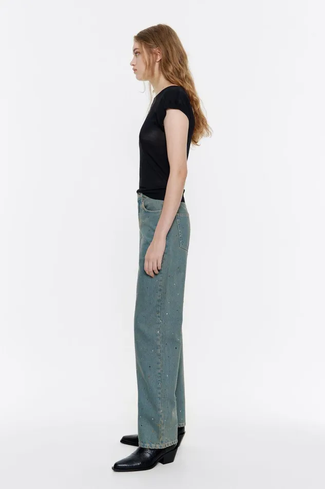 STRAIGHT CROPPED 8211 Blue Stones Jeans Light Denim Blue Women Bimba Y Lola Denim STRAIGHT CROPPED 8211 Blue Stones Jeans Light Denim Blue Women Bimba Y Lola Denim